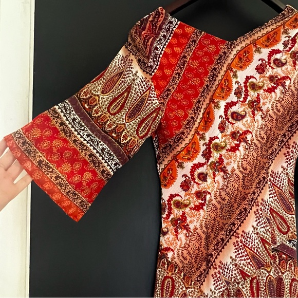 Vintage Y2K Asymmetrical Paisley Witchy Fairycore Whimsical Boho Flowy Dress - Picture 14 of 15